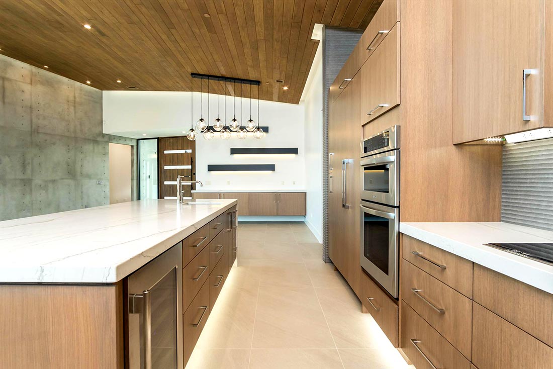floating cabinets with floor lights
